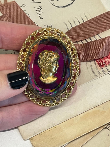 Rainbow Glass Cameo Brooch/Pendant Combo Bloomers and Frocks